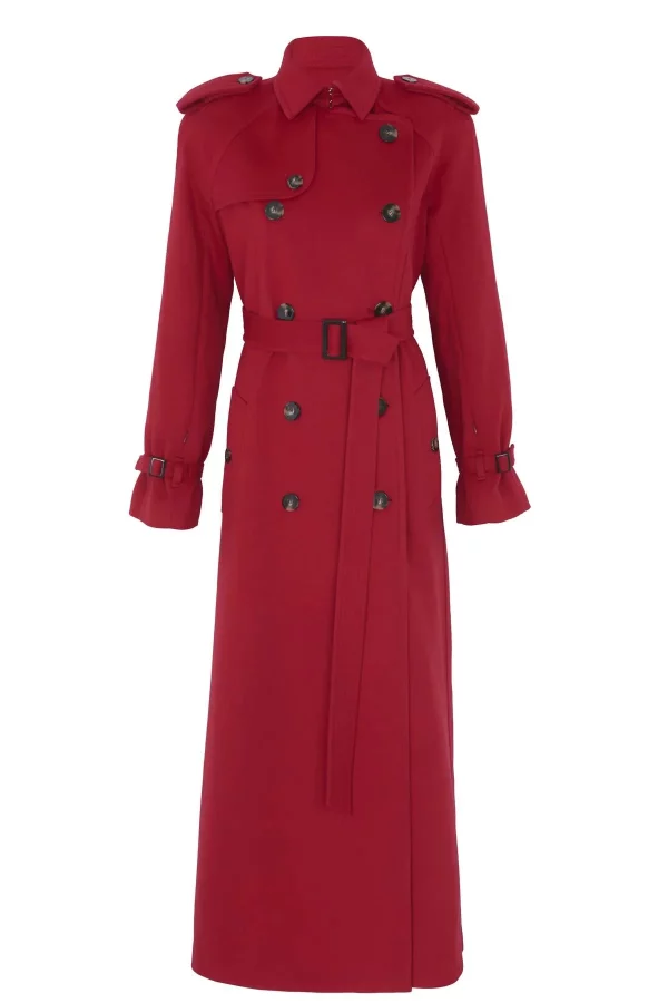 manteau laine vierge rouge